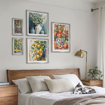 Billedsæt over sofa Frugtagtige blomsterkompositioner