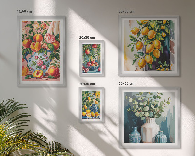 Billedsæt over sofa Frugtagtige blomsterkompositioner
