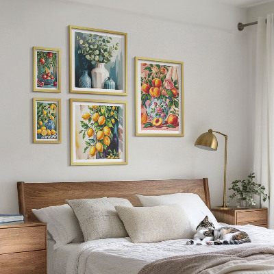Billedsæt over sofa Frugtagtige blomsterkompositioner