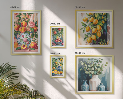 Billedsæt over sofa Frugtagtige blomsterkompositioner