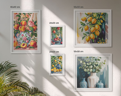 Billedsæt over sofa Frugtagtige blomsterkompositioner