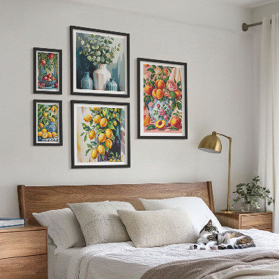 Billedsæt over sofa Frugtagtige blomsterkompositioner