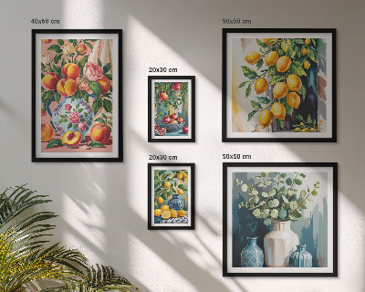 Billedsæt over sofa Frugtagtige blomsterkompositioner