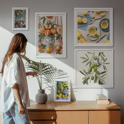 Billedkomposition til væg Rustik dekoration af frugter og blomster