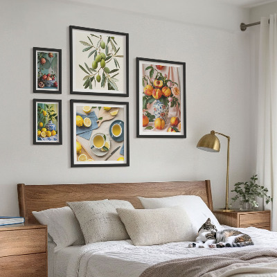 Billedkomposition til væg Rustik dekoration af frugter og blomster