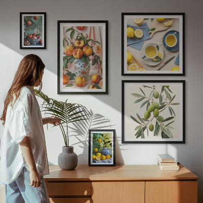 Billedkomposition til væg Rustik dekoration af frugter og blomster
