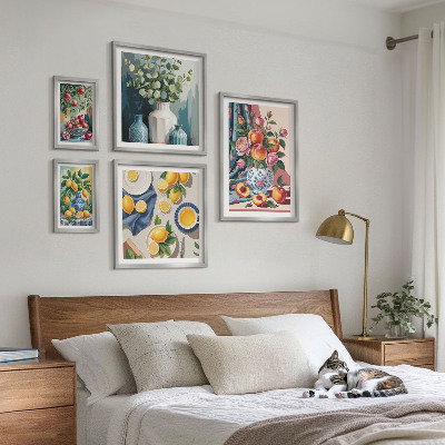 Billedsæt over sofa Blomsterfrugtkompositioner