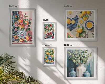 Billedsæt over sofa Blomsterfrugtkompositioner