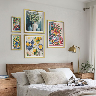 Billedsæt over sofa Blomsterfrugtkompositioner