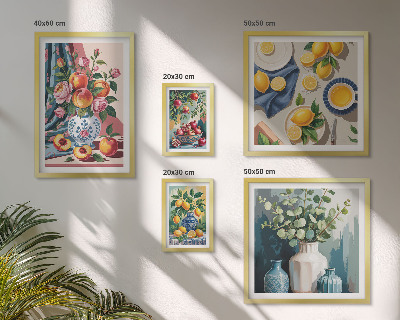 Billedsæt over sofa Blomsterfrugtkompositioner