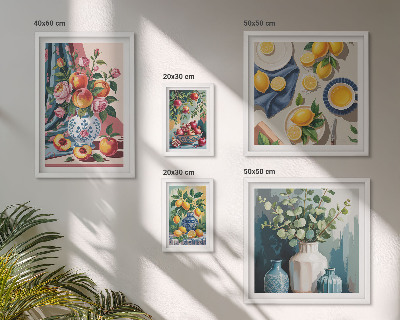Billedsæt over sofa Blomsterfrugtkompositioner