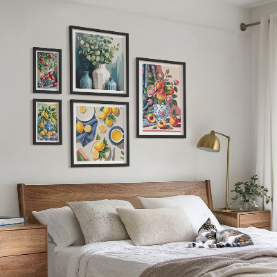 Billedsæt over sofa Blomsterfrugtkompositioner