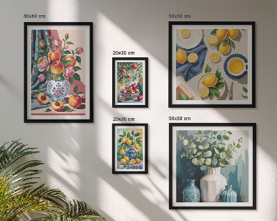 Billedsæt over sofa Blomsterfrugtkompositioner