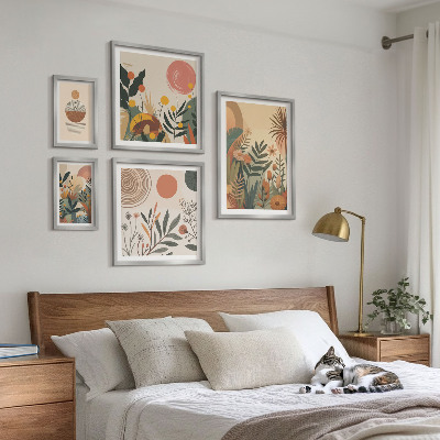 Billedsæt over sofa Abstrakte boho plantemotiver