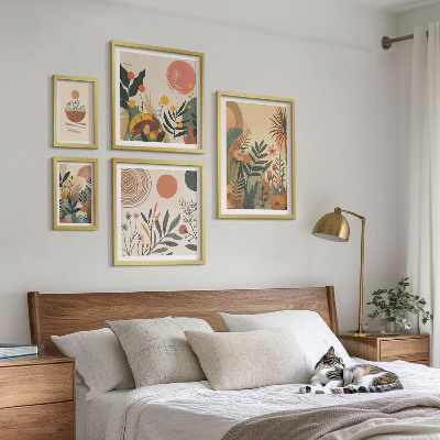 Billedsæt over sofa Abstrakte boho plantemotiver