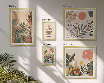 Billedsæt over sofa Abstrakte boho plantemotiver