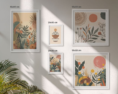 Billedsæt over sofa Abstrakte boho plantemotiver