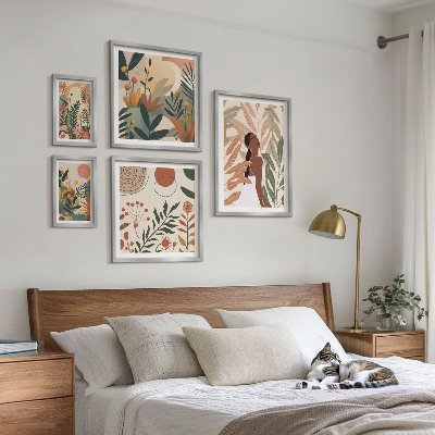 Billedkomposition til væg Boho-stil med en plantefigur