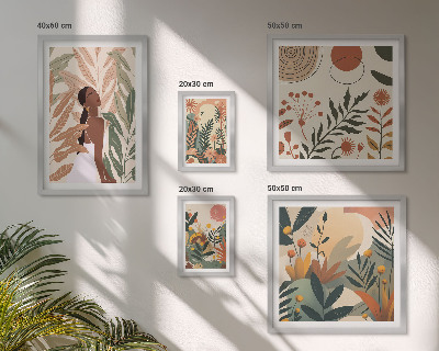 Billedkomposition til væg Boho-stil med en plantefigur