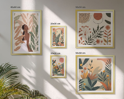 Billedkomposition til væg Boho-stil med en plantefigur