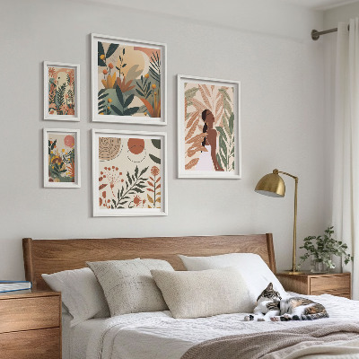 Billedkomposition til væg Boho-stil med en plantefigur