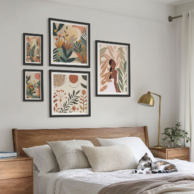 Billedkomposition til væg Boho-stil med en plantefigur