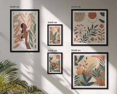 Billedkomposition til væg Boho-stil med en plantefigur