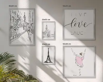 Billedkomposition til væg med stilfuld parisisk inspiration