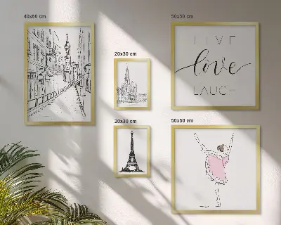 Billedkomposition til væg med stilfuld parisisk inspiration