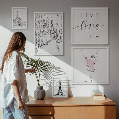 Billedkomposition til væg Stilfulde parisiske inspirationer