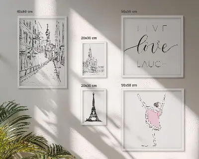 Billedkomposition til væg med stilfuld parisisk inspiration