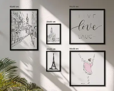 Billedkomposition til væg med stilfuld parisisk inspiration