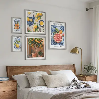 Citrus vintage dekorationer billedsæt til ophæng over sofa