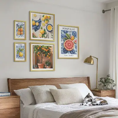 Citrus vintage dekorationer billedsæt til ophæng over sofa