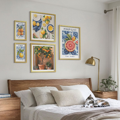 Billedsæt over sofa Citrus vintage dekorationer