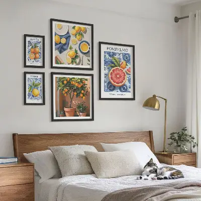 Citrus vintage dekorationer billedsæt til ophæng over sofa