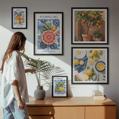 Citrus vintage dekorationer billedsæt til ophæng over sofa