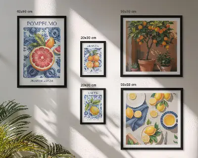 Citrus vintage dekorationer billedsæt til ophæng over sofa