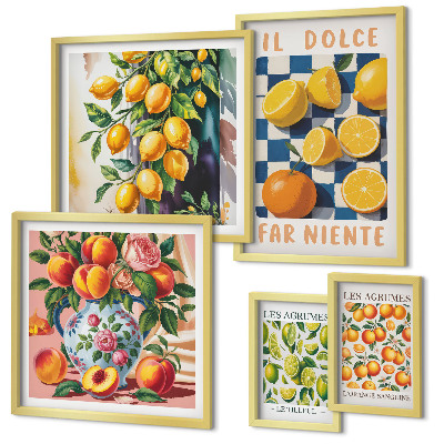 Billedkomposition til væg Citrus retro i køkkenet