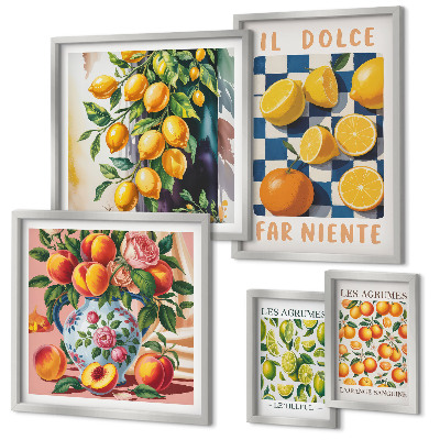 Billedkomposition til væg Citrus retro i køkkenet