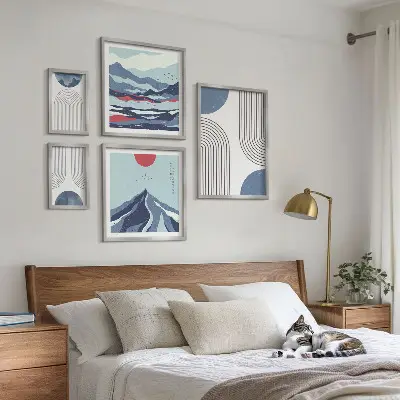 Abstrakte landskaber med geometri billedkomposition til væg