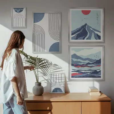 Abstrakte landskaber med geometri billedkomposition til væg