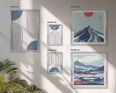 Abstrakte landskaber med geometri billedkomposition til væg