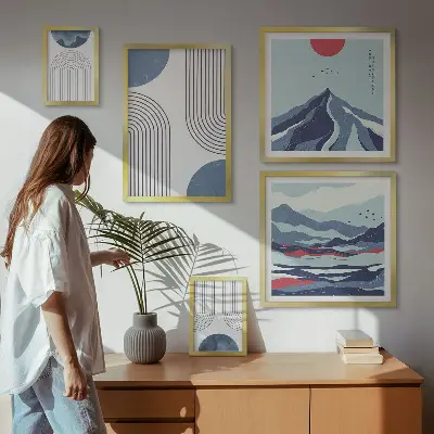 Abstrakte landskaber med geometri billedkomposition til væg