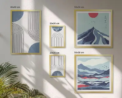 Abstrakte landskaber med geometri billedkomposition til væg