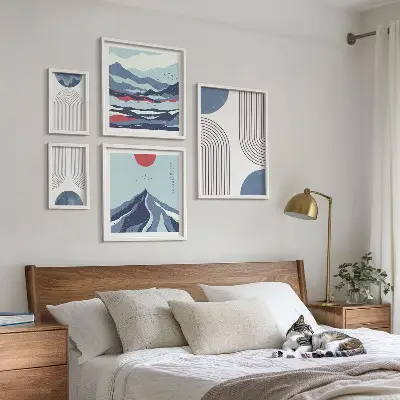 Abstrakte landskaber med geometri billedkomposition til væg