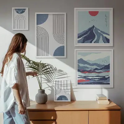 Abstrakte landskaber med geometri billedkomposition til væg