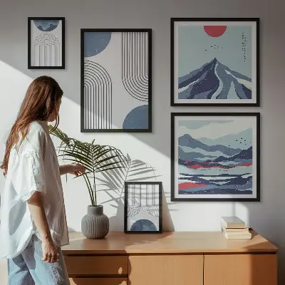 Abstrakte landskaber med geometri billedkomposition til væg