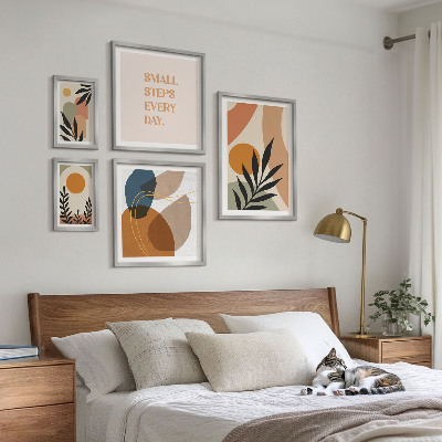 Billedsæt over sofa Stilfuld abstrakt plantegrafik