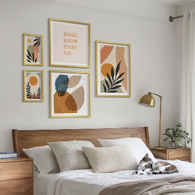 Billedsæt over sofa Stilfuld abstrakt plantegrafik